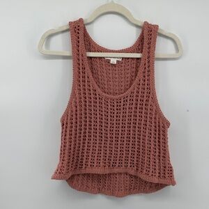 Aeropostale Y2K Cottagecore Preppy Festival Boho Crochet Tank Top Rosewood SzL